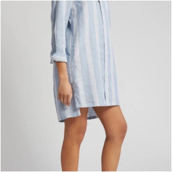 Frank & Eileen Hunter Dress Small Luxury Linen stripes Coastal Resort blue S - Picture 6 of 7